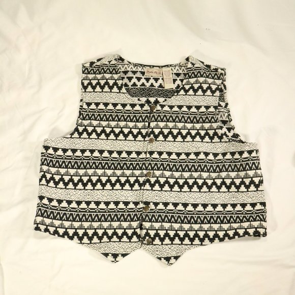 Vtg AUSTIN HARRIS Aztec Print Button Vest Sz XL Men - Picture 2 of 13